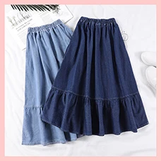 Denim-Skirts-Women-Solid-Color-Long-Spring-Summer-A-Line-High-Waist-Female-Long-Skirt-Plus