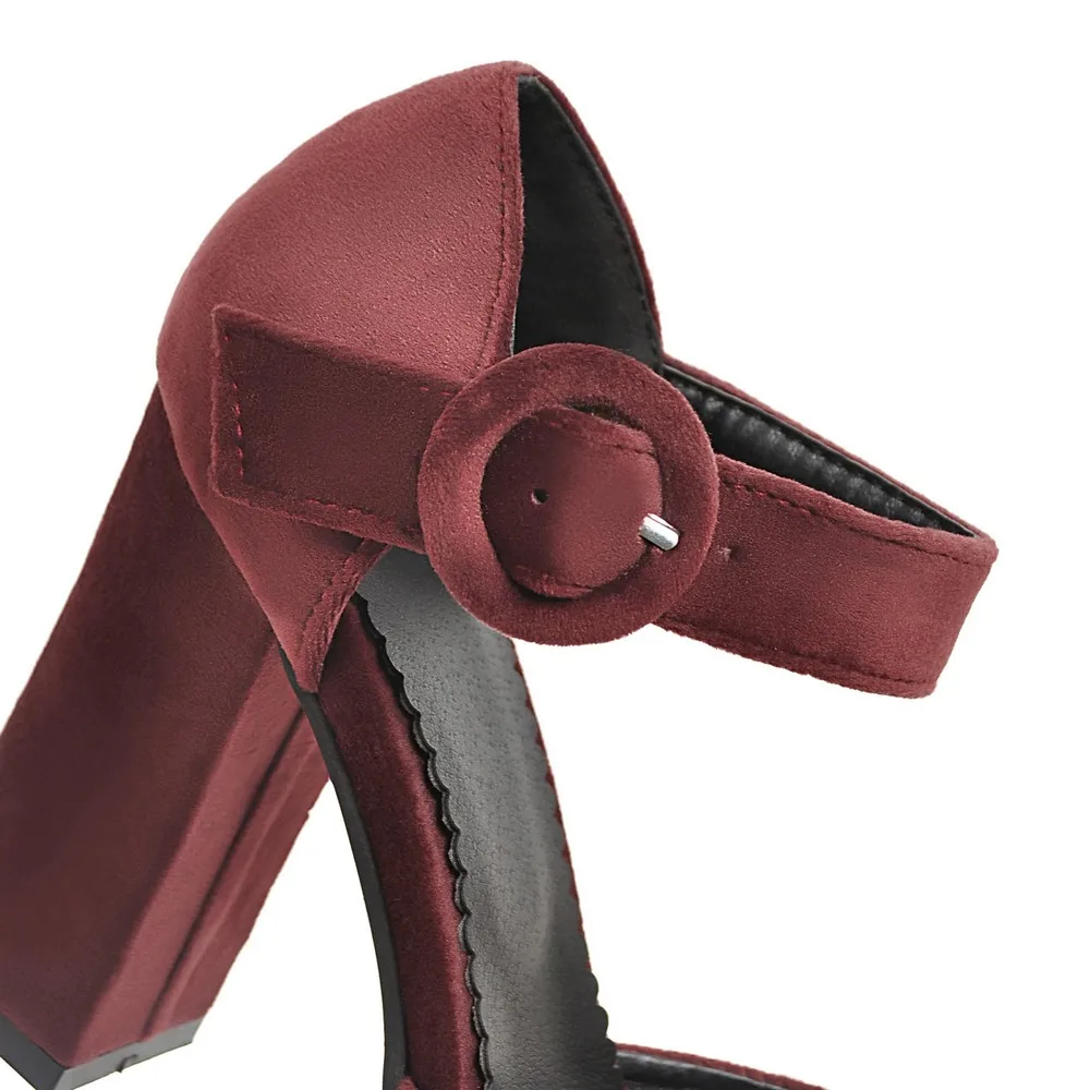 Alionashoo/Брендовые женские туфли-лодочки из искусственной кожи; пикантные модельные туфли ручной работы на Высоком толстом каблуке с круглым носком и ремешком на пряжке; женская обувь; размер 47