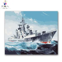 Военный военный корабль морской пейзаж картина diy картина маслом Раскраска по номерам с комплектами на холсте для детской комнаты декор с рамкой