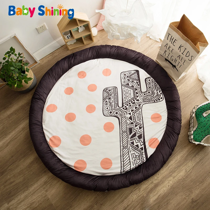 

Baby Shining Round Velvet Baby Mat 1.5cm Thick Detachable Anti Static Machine Washable 145cm Kids Play Mat Household