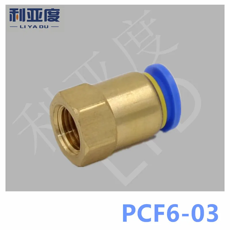 30PCS/LOT PCF6-03 Black/White Pneumatic copper quick insertion joint, PCF internal thread through photo