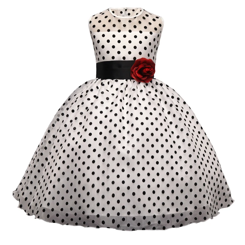 

Baby Girl Polka Dots Dress For Girls Flower Wedding Party Dresses Kids Princess Christmas Dress Casual Wear Children Clothing