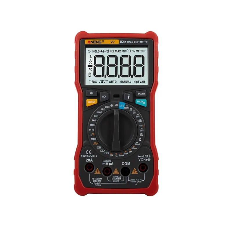 ANENG V7 6000 отсчетов цифровой мультиметр, измеряющий истинные квадратичные значения выходной прямоугольный сигнал автоматический/ручной лазерный дальномер с Экран Подсветка - Цвет: Красный