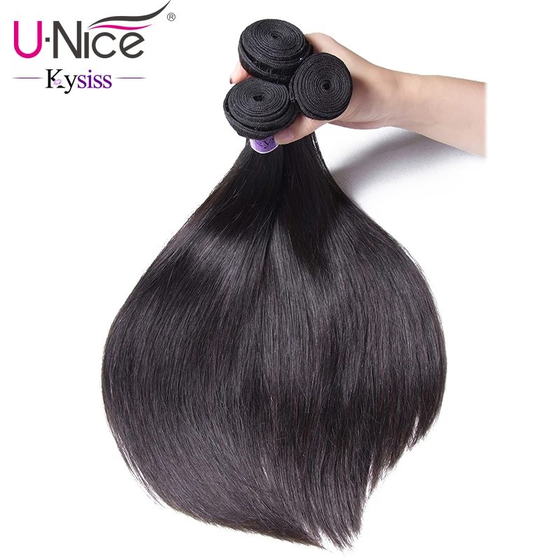 UNice Hair Kysiss Series Indian Straight Hair 3 Bundles Weave Natural Color Unprocessed Virgin Human Hair Bundles