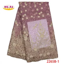 

African Net Lace Fabric 2018 Embroidered Nigerian Laces Fabrics High Quality French Tulle Lace Fabric For Women Dress XY2265B-1
