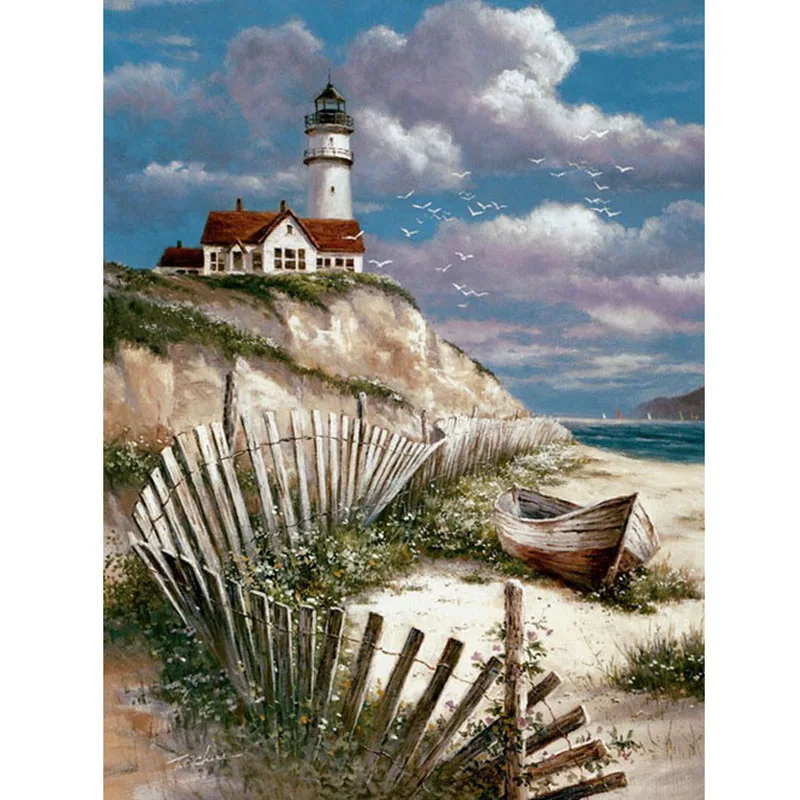 

5D new Diy Diamond painting Cross stitch kits Diamond embroidery mosaic resin drill rhinestone crafts Needlework lighthouse