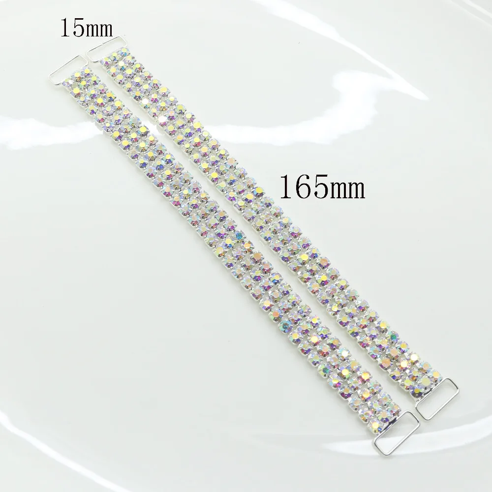 

Factory AB Color 6pc 165MM 3 Rows Charm Chain bikini Connectors buckle Metal Crystal Rhinestone Bikini set chain Decorative