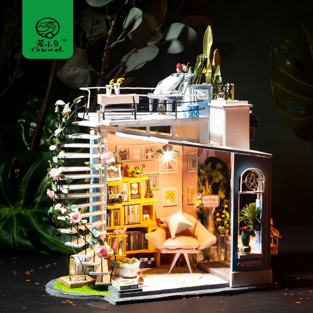 

Robud DIY Wooden Miniature Doll House with Furniture Dollhouse Kits Doll House Accessories for Doll Toys for Kids DG11/DG12/DG13