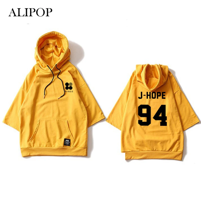 

K Pop Kpop Bangtan Boys WINGS Album Hoodie Loose Hoodies Clothes Pullover Printed Three Quarter Sleeves Sweatshirts WY548