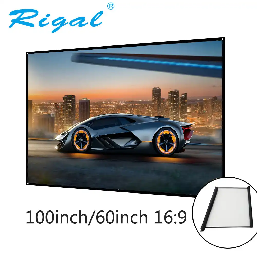 Rigal 60 100 дюймов 16:9 портативный проекционный экран пластиковый проекционный экран матовый белый для настенного домашнего кинотеатра бар Путешествия - изображение