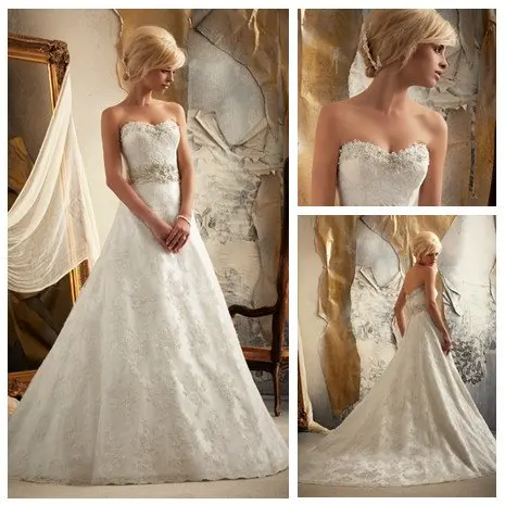 Ball Gown Ivory 2015 Collection Long Train Victorian Lace Wedding Gowns | Свадьбы и торжества