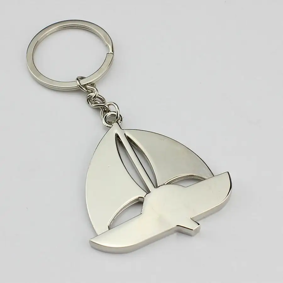 Double sail boat key chain metal ship keyring personalized vessel