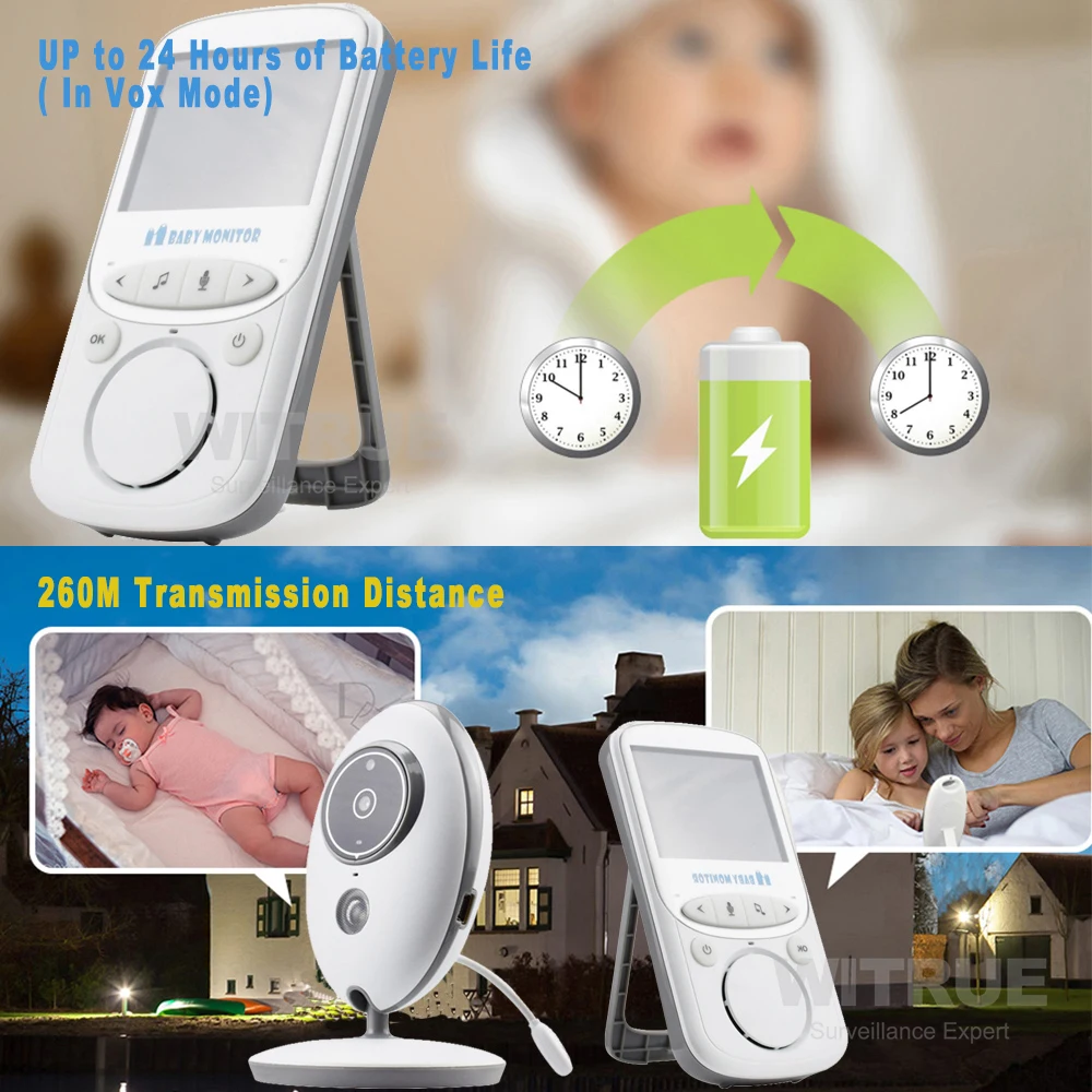 Witrue Baby Monitor VB605 2.4 Inch LCD Night Vision Audio Music Baby Camera Temperature Monitoring babysitter Video Nanny Witrue Baby Monitor VB605 2.4 Inch LCD Night Vision Audio Music Baby Camera Temperature Monitoring babysitter Video Nanny