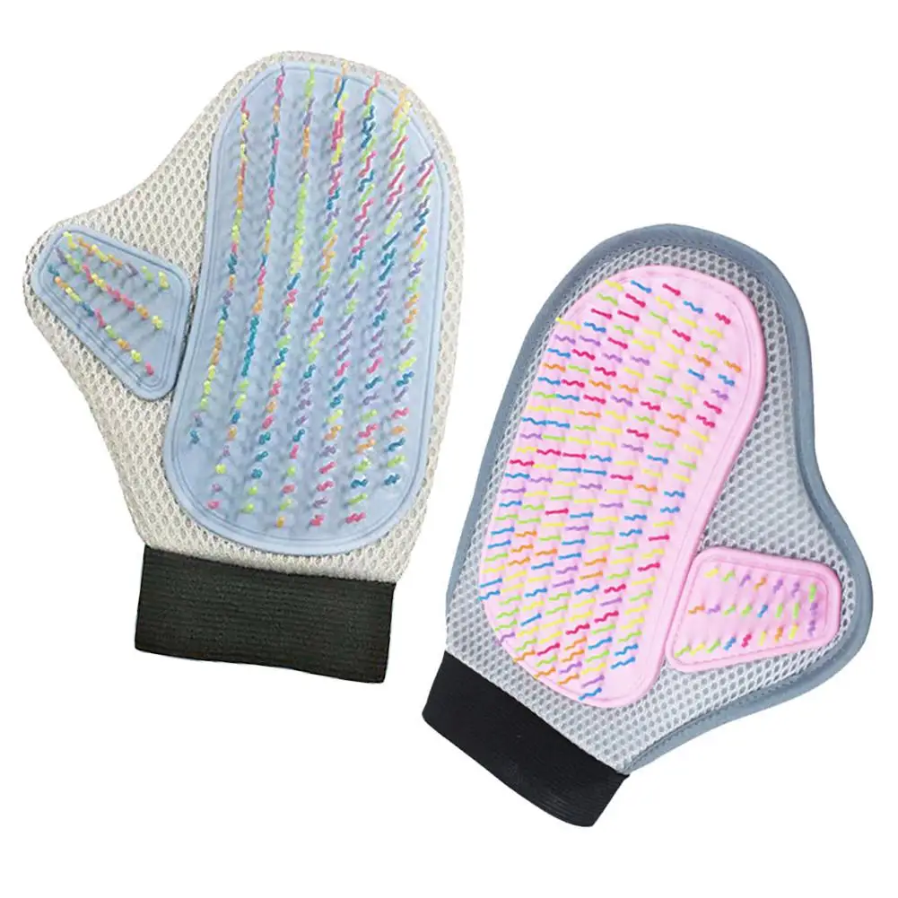 Pet Hair Grooming Right Hand Gloves Curved Colorful Mesh Hook Loop DesignDog Massage Dog Bath Removal Supplies |