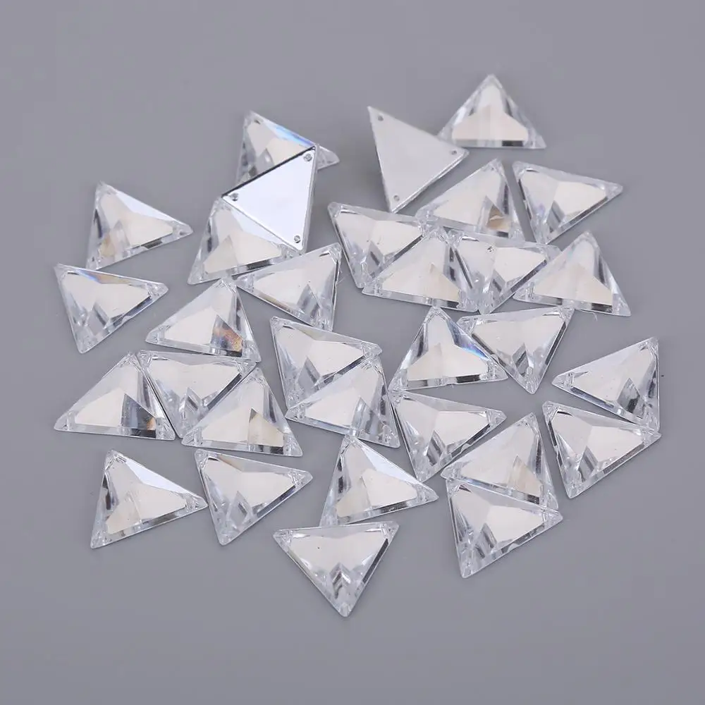 TPSMOC 17 мм треугольники кристалл AB пришить стразы два отверстия акрил шитье на кристаллах DIY украшения для одежды камень