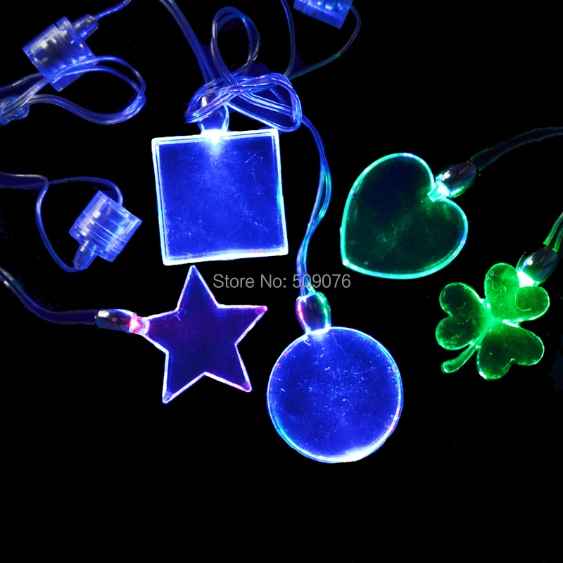 

6pcs/lot LED Blue Magnetic Light led heart clover lanyard LED Flashing Necklace Pendants wedding Xmas halloween Supplies