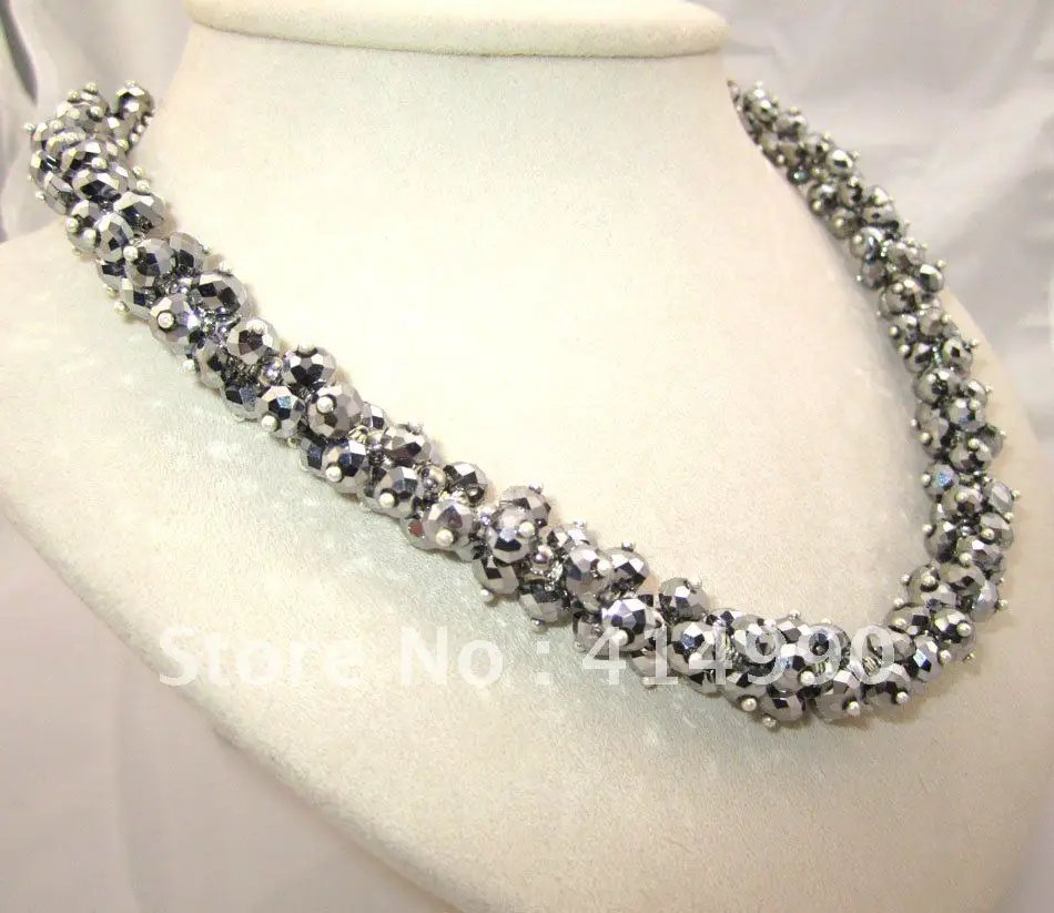 Кристалл ожерелье колье женская Мода jewelry серый цвет