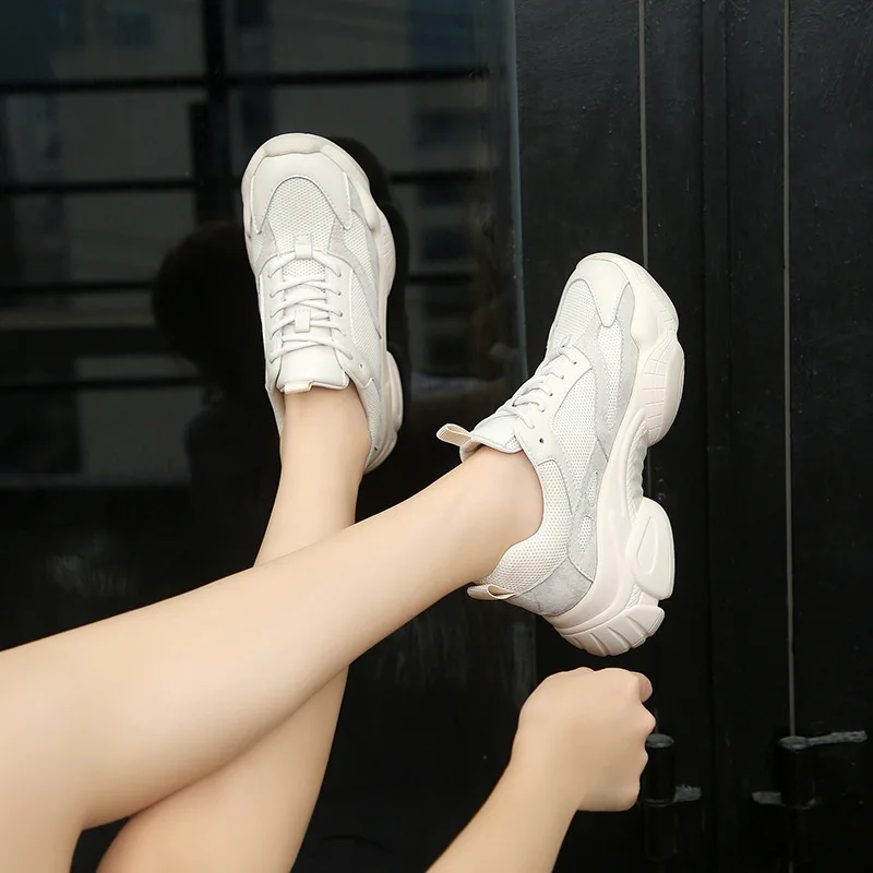 Women's Platform Shoes Ventilation Genuine Leather Dad Shoe Ins Exceed Fire Smoked Shoe Thick Sole Leisure Time Sneakers Woman Women's Platform Shoes Ventilation Genuine Leather Dad Shoe Ins Exceed Fire Smoked Shoe Thick Sole Leisure Time Sneakers Woman