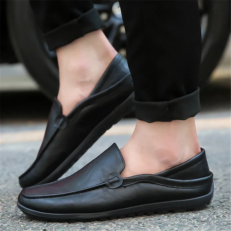 

new Fashion Men Flat Shoes leather Comfortable Men Casual Shoes Footwear Chaussures Flats Men Slip On Lazy Shoes Zapatos Hombre