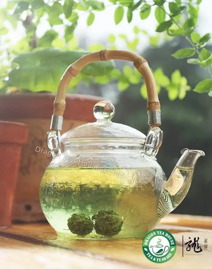 Прозрачный стеклянный чайник с бамбуковой ручкой 600 мл FH 716MNTS|teapot bamboo handle|teapot