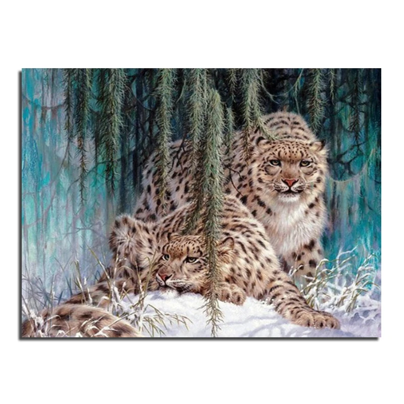 Two snow leopard 60x45 Wholesale DIY Diamond Painting Home Decoration