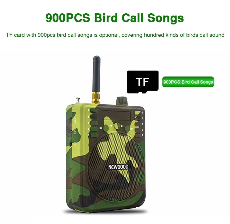 Camouflage Mini Portable Speaker Bird Caller Hunting Decoys 1000m Remote Control Speaker 900pcs Bird songs Recording TF USB disk (2)
