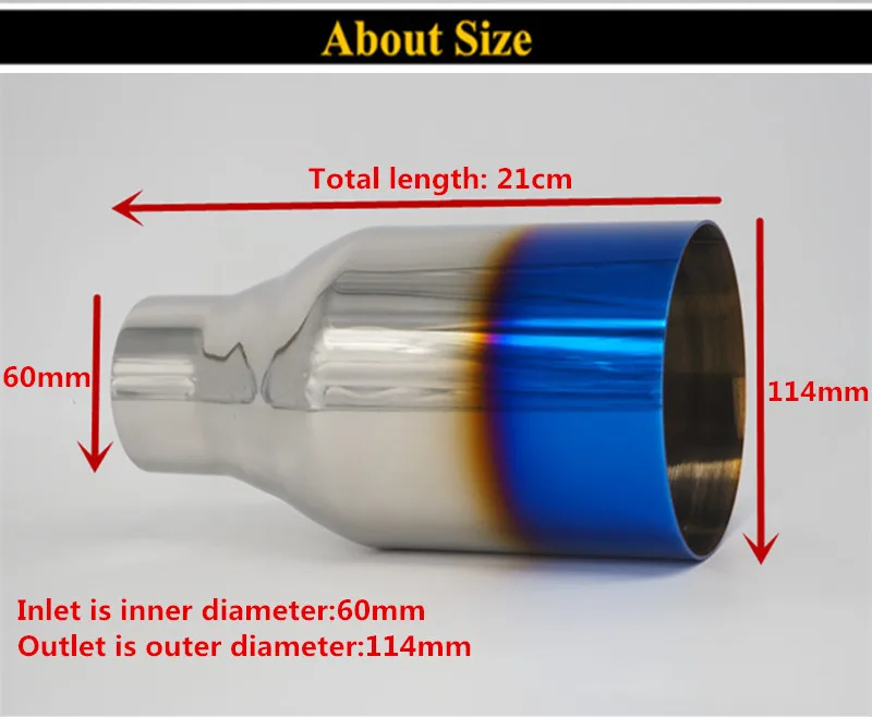 Универсальный автомобильный глушитель 60 мм-114 мм, наконечник для выхлопной трубы из нержавеющей стали, хромированная отделка, модифицированные аксессуары для заднего хвоста