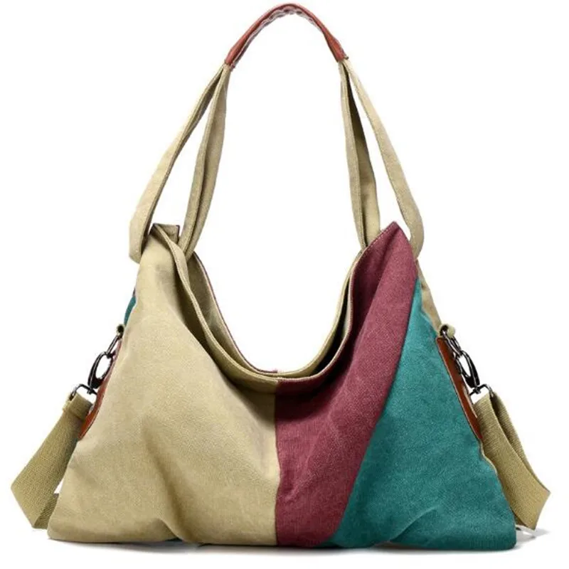 

Vintage Patchwork Women Handbag Hot Sale Canvas Shoulder Bag Fashion Messenger Crossbody Bag Casual Shopping bags Tote Bolsos