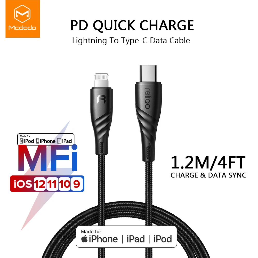 Mcdodo USB-C PD Быстрая зарядка MFI кабель type C для Lightning Зарядное устройство USB C для iPhone XR XS Max 8 iPad iPod ISO кабель