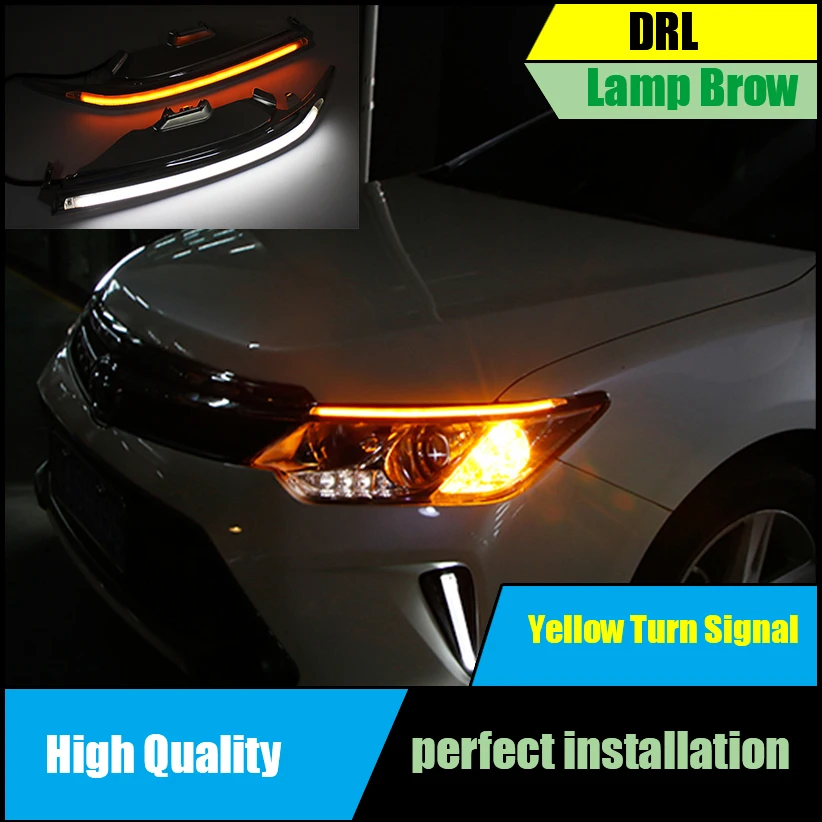 Для Toyota Camry V55 2015 2016 фар Светодиодный для бровей дневного света DRL с желтыми