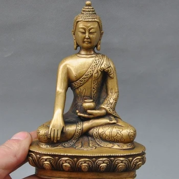

Old Tibet Buddhism Fane Joss Bronze Sakyamuni Tathagata Medicine Buddha Statue