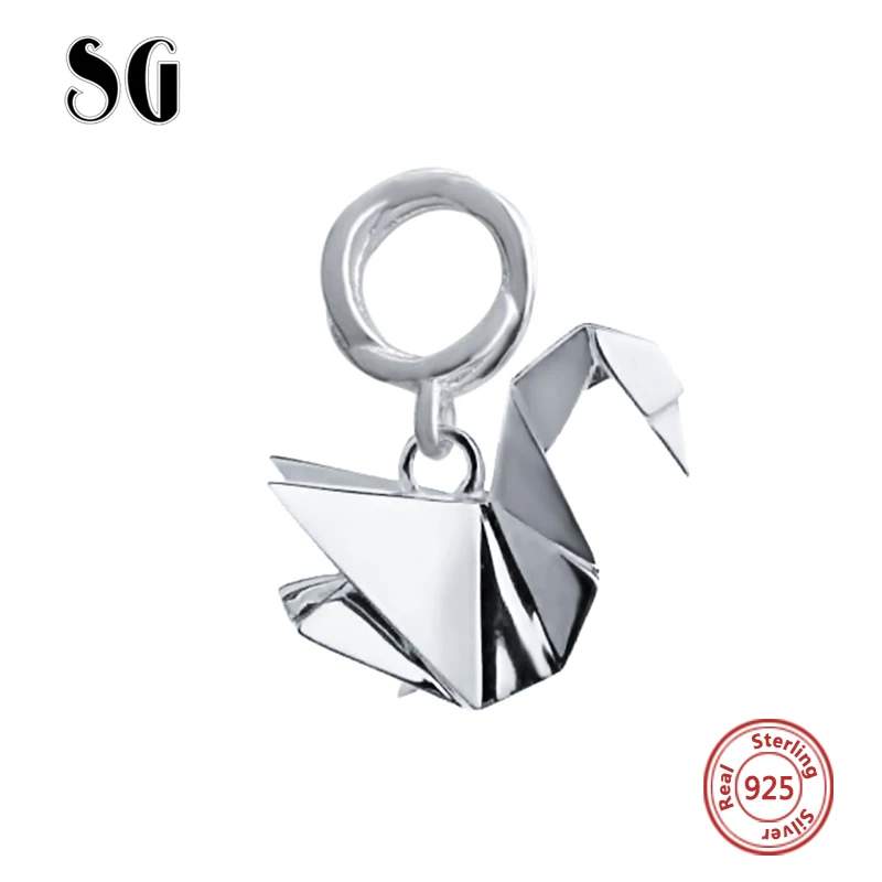 SG 925 пробы серебряные милые оригами маленький кролик лошадь лодка diy Очаровательные Подвески для бус подходят Аутентичные pandora браслет ювелирные изделия