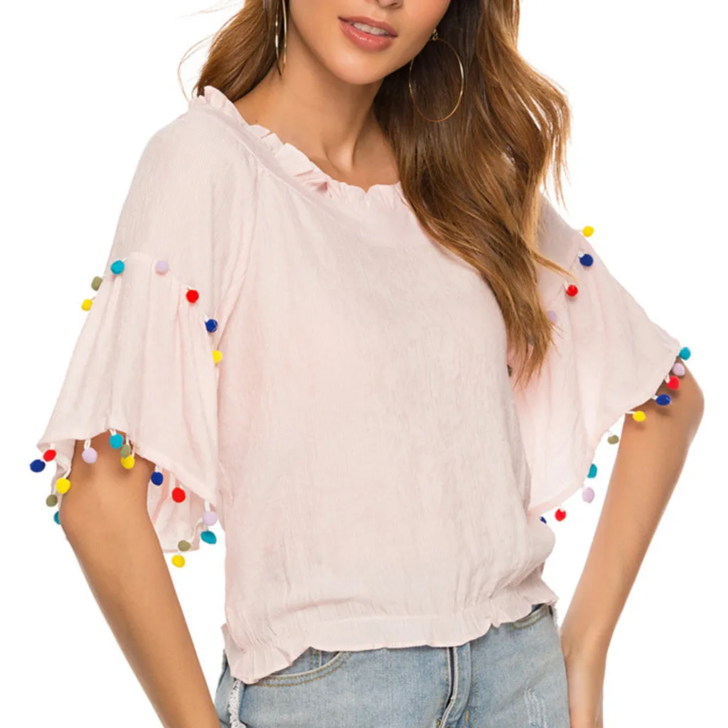 Short Sleeve Shirts Top Women Summer Fashion Solid Blouse O-Neck camisas mujer roupas feminina camisa femenina aesthetic modis