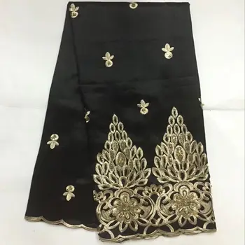 

Black George Lace Fabric with Sequins and Beads Nigerian Georges Lace Fabric For Wedding 5yards African Silk George Lace-30
