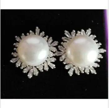 

charming a pair of AAA 11-12MM SOUTH SEA WHITE PEARLSTUD EARRING 925S