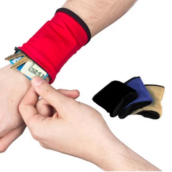 

1PC Unisex Wrist Wallet Cuff Key Case Hot Popular Sweat Absorbing Zipper Opening Polar Fleece
