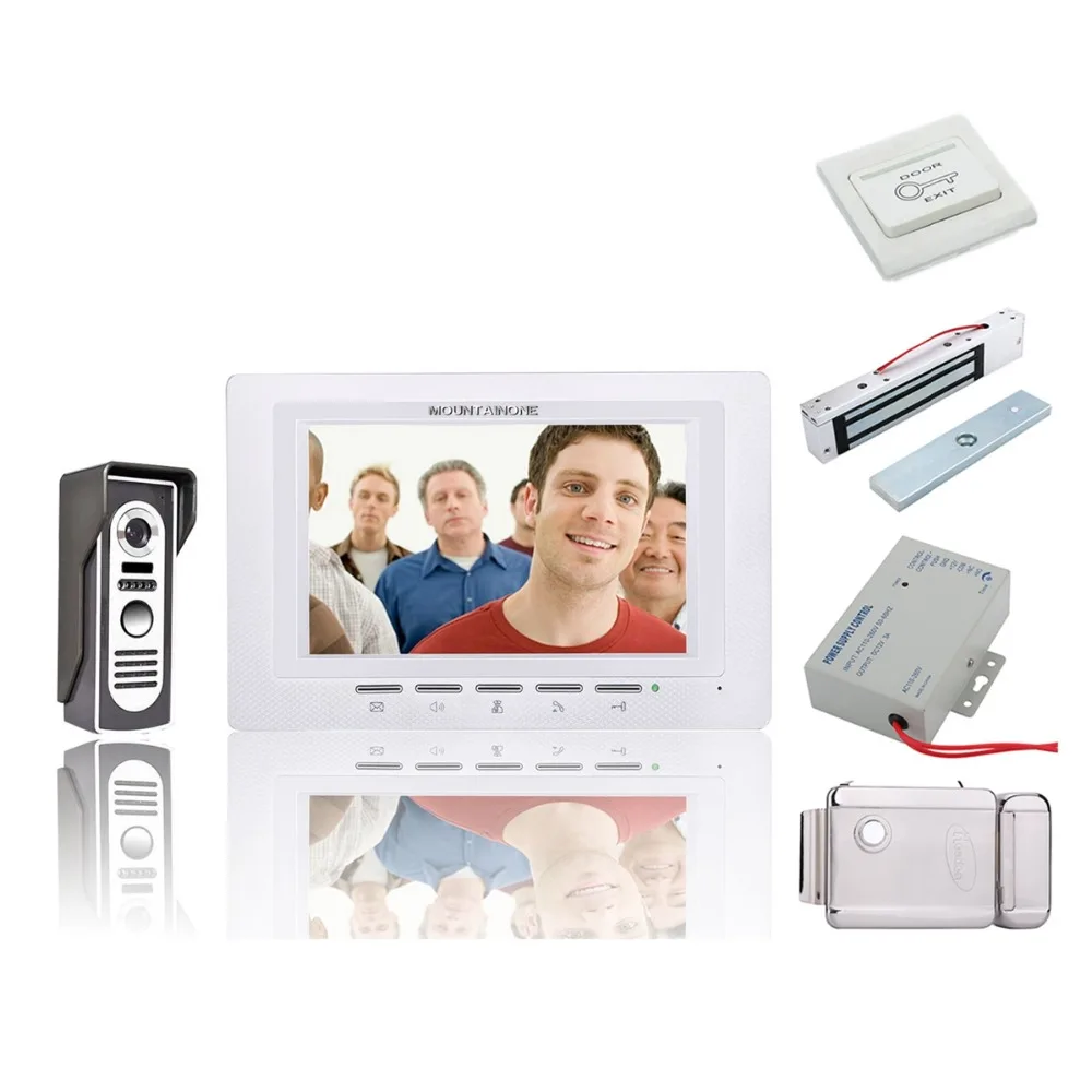 

Home Security 7 Inch Video Door Phone Doorbell Intercom Kit 1-camera 1-monitor Night Vision+Electronic locks Set