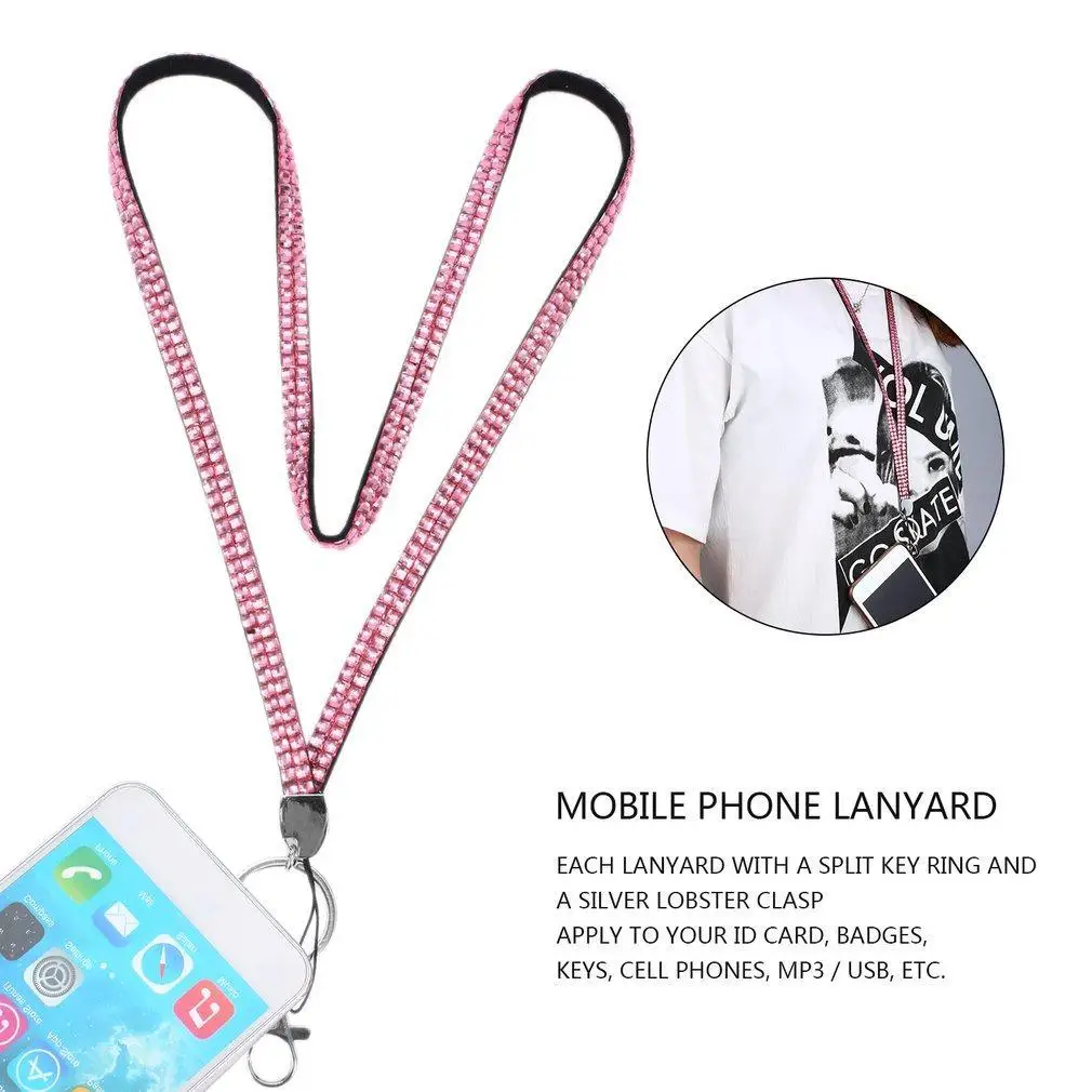 

1 st Unisex Rhinestone Crystal Bling Custom Keycord & ID Badge Cellphone Sleutelhouder Ring voor Casual/Sportieve