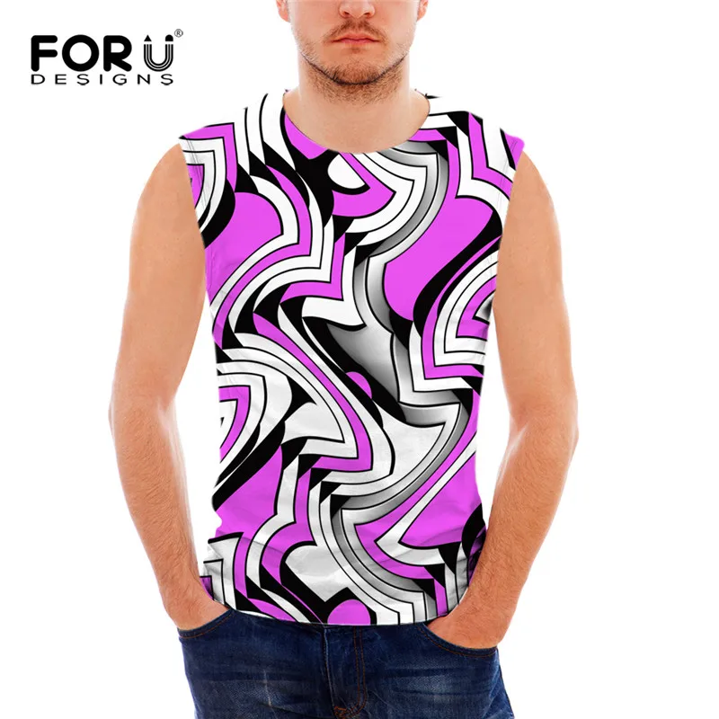 

FORUDESIGNS Men Novelty Tank Top Crew Neck Sleeveless Shirt Elastic Stringer Undershirt Male Singlet Running Vest Streetwear New