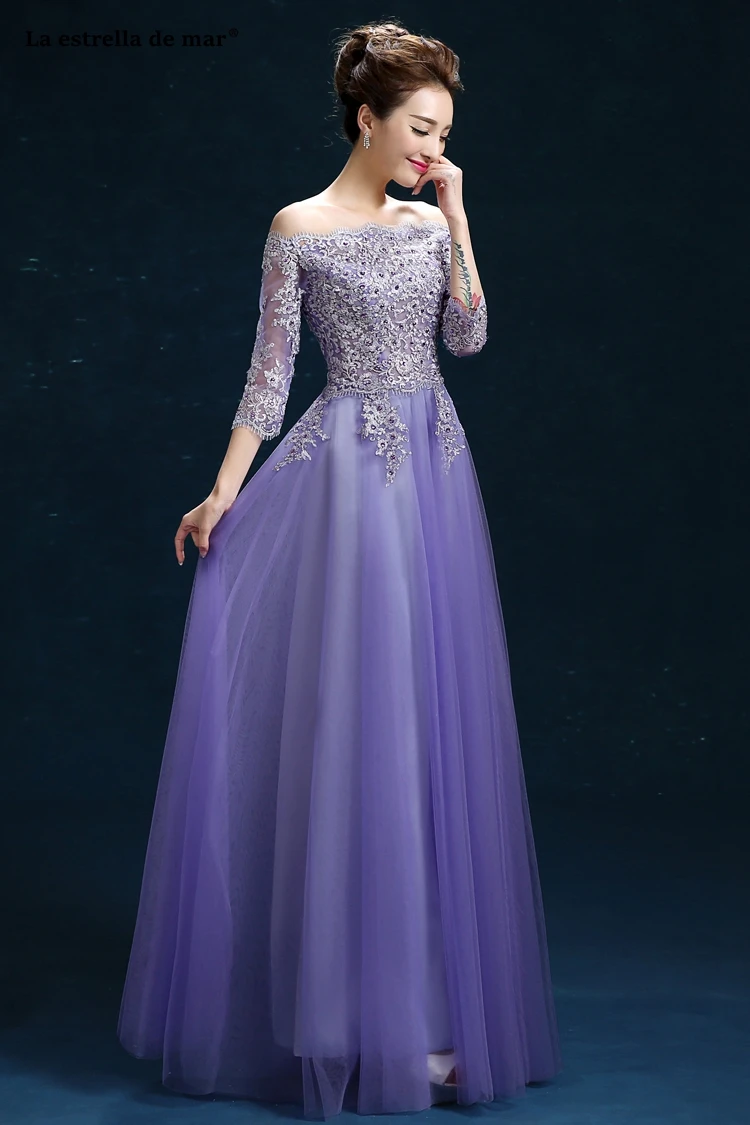 Robe demoiselle d'honneur2019 носки-башмачки с v-образным вырезом печати длинный рукав с бисером линия Сиреневый vestido madrinha длинные Свадебная вечеринка платье