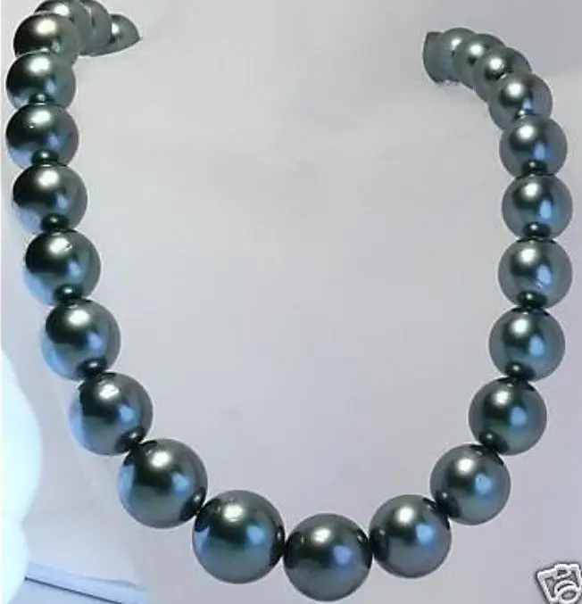 

HOT## Wholesale FREE SHIPPING 18INCH HUGE AAA+ 11-12MM TAHTIAN BLACK PEARL NECKLACE 14K GOLD CLASP