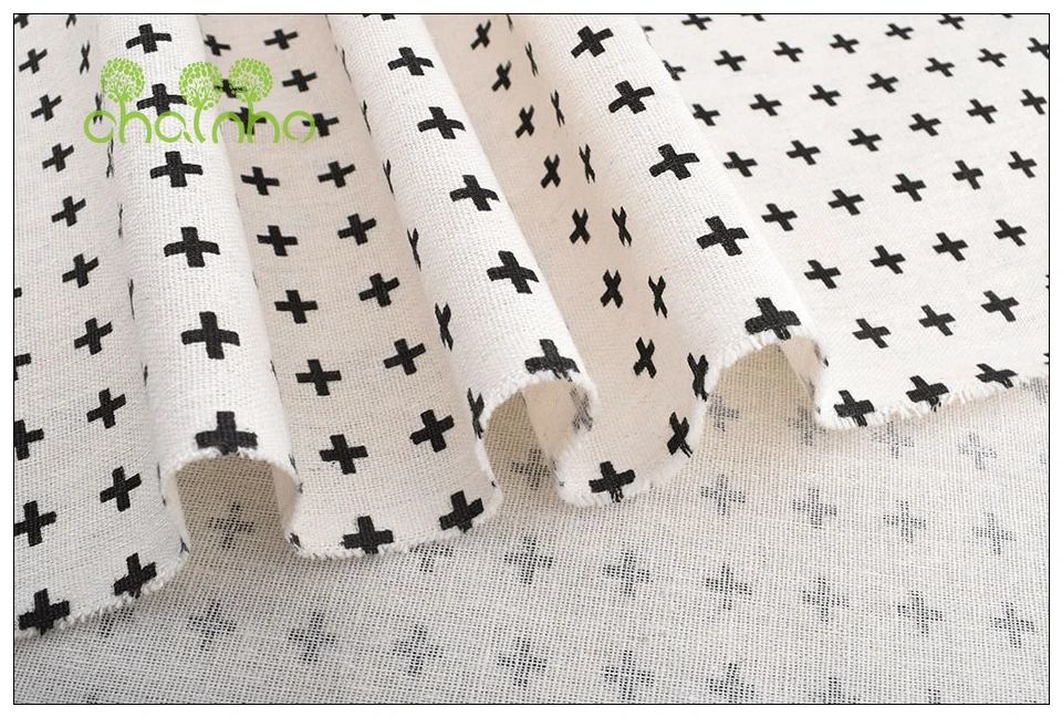 Chainho,6pcs/Lot,Black&White Series,Patchwork Printed Cotton Linen Fabric,For DIY Quilting&Sewing Placemat,Bags Material,25x45cm