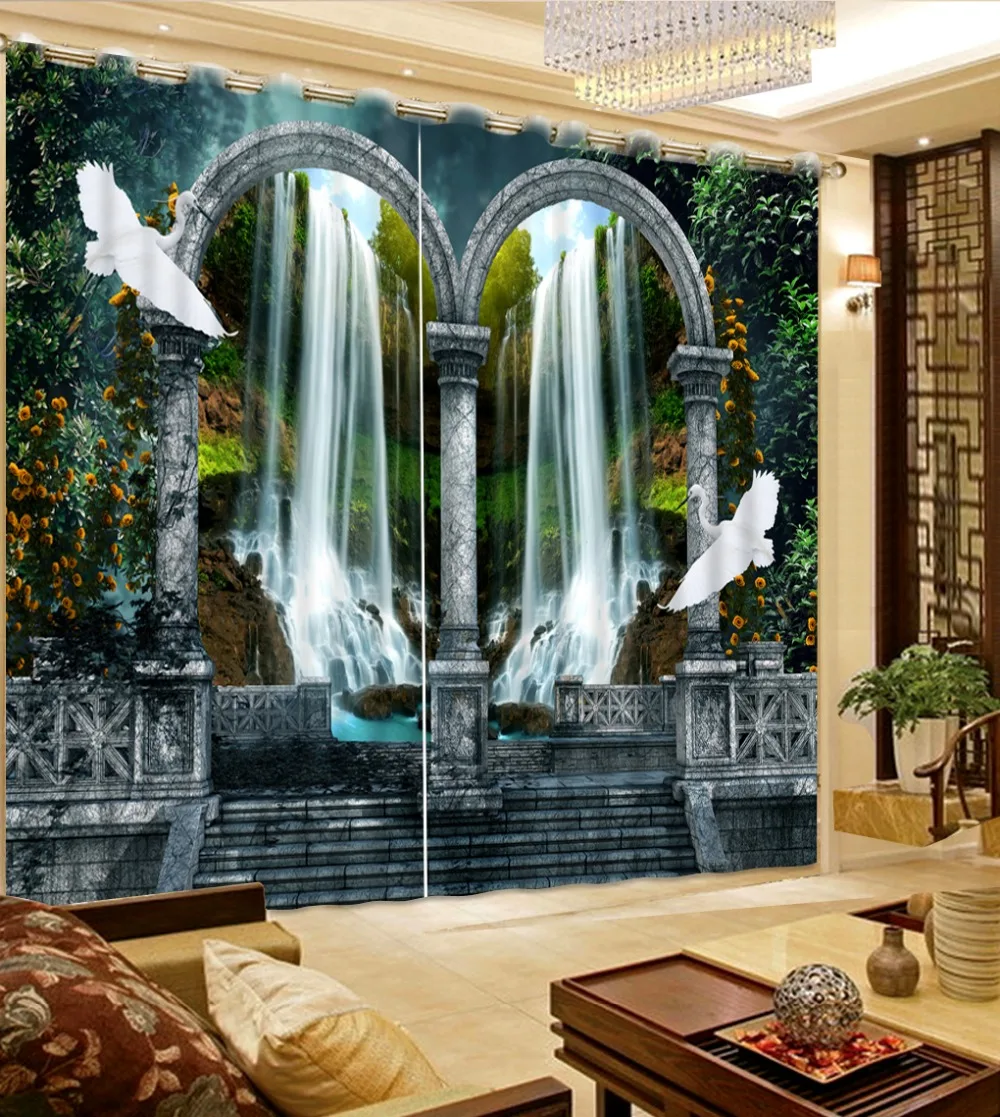 Vintage 3D Sheer Curtain waterfall Customized Quality roman Curtains
