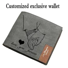 Новинка, мужской короткий ультратонкий кошелек для молодых студентов, простой модный, сделай сам, на заказ, фото, с буквенным принтом, бумажник с изображением, Подарочный кошелек