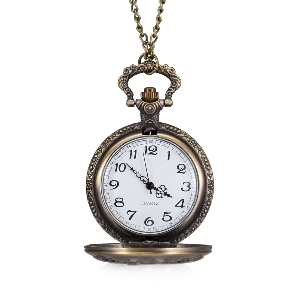 1 шт. для мужчин женщин кварцевые карманные часы звезда Оливковая ветвь резные чехол с цепочкой KQS8