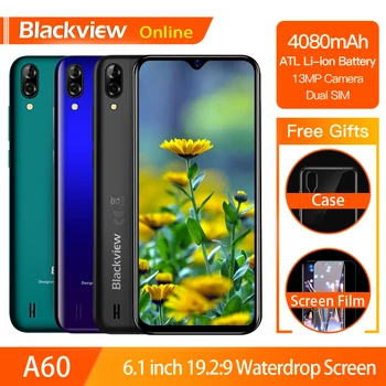 

Blackview A60 Original Smartphone 4080mAh 19.2:9 Waterdrop HD Screen Cellphone 1GB+16GB Android 8.1 13MP+5MP RGB 3G Mobile Phone