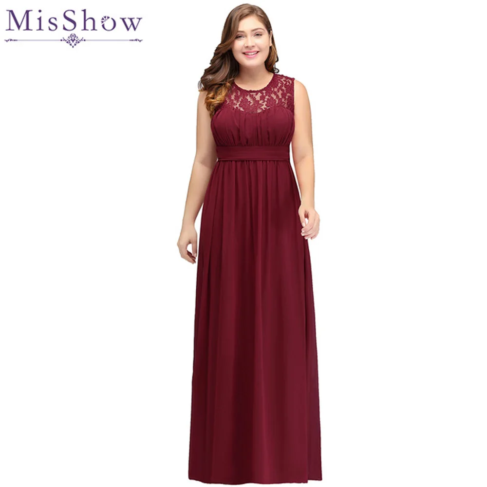 

2019 burgundy Bridesmaid Dresses plus size Long Chiffon Wedding Bridesmaid Gown Lace Maxi Formal Party Gowns Vestido Dresses