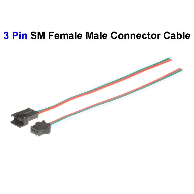 200pair 3 Pin 22AWG SM LED Driver Power Supply Female Connector Wire