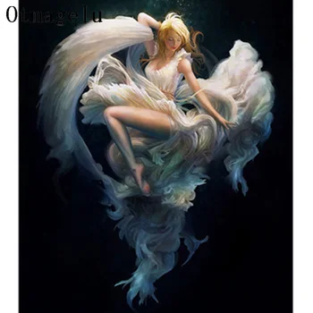 

Handmade Art 5D DIY Round Drill Diamond Painting Beautiful Angel Gir Not FrameHa Embroidery Cross-Stitching Gift Home Decoration