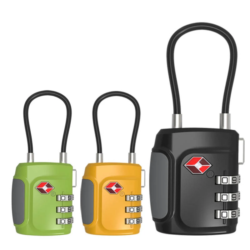 Tsa Customs Code Padlock For Luggage Steel Rope Zinc Alloy Office